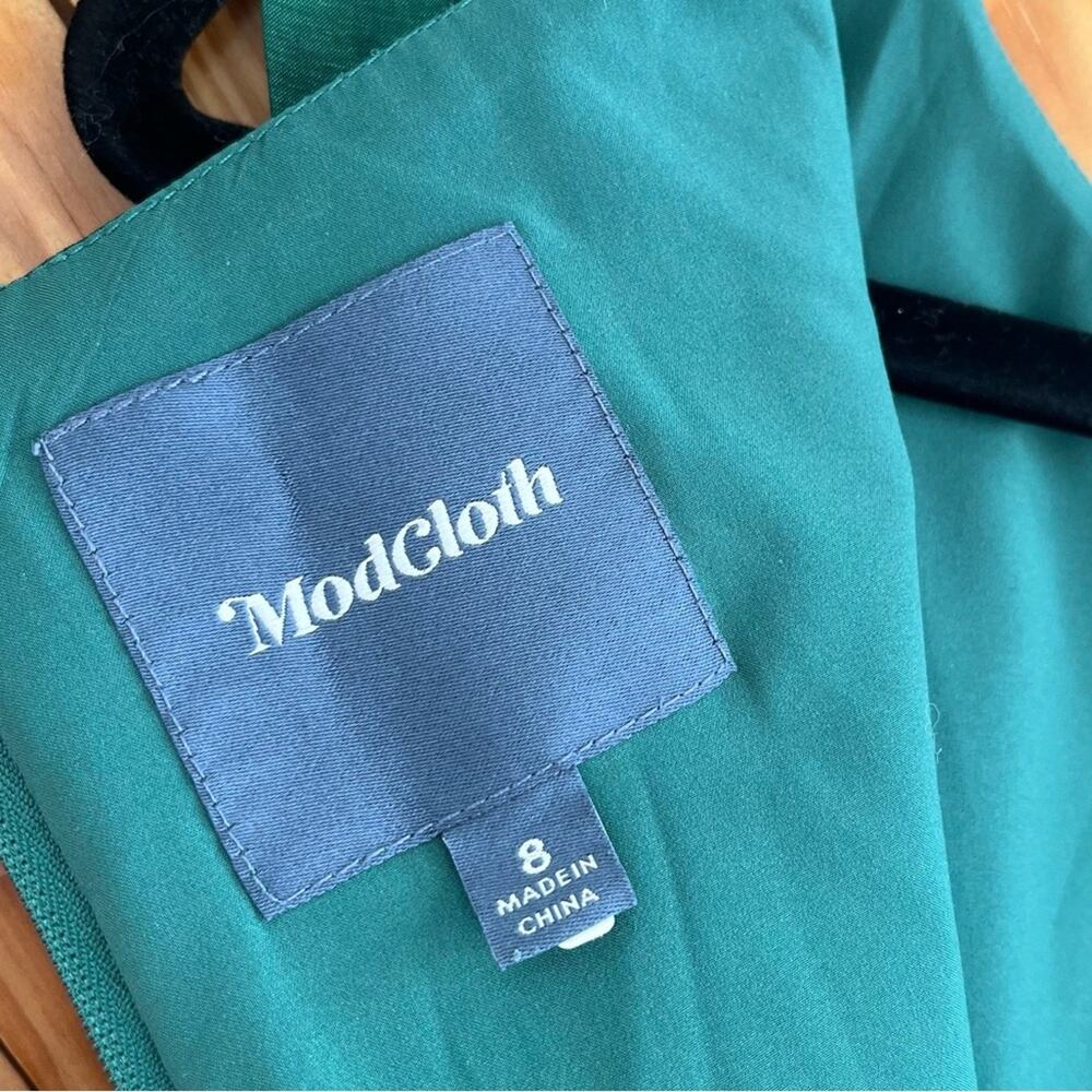ModCloth Fantastic Satin Fit & Flare Dress in Emerald Green - Picture 7 of 7